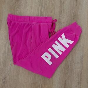 Women’s Victoria’s Secret PINK Hot Pink Jogger Spell Out Sweatpants Small S